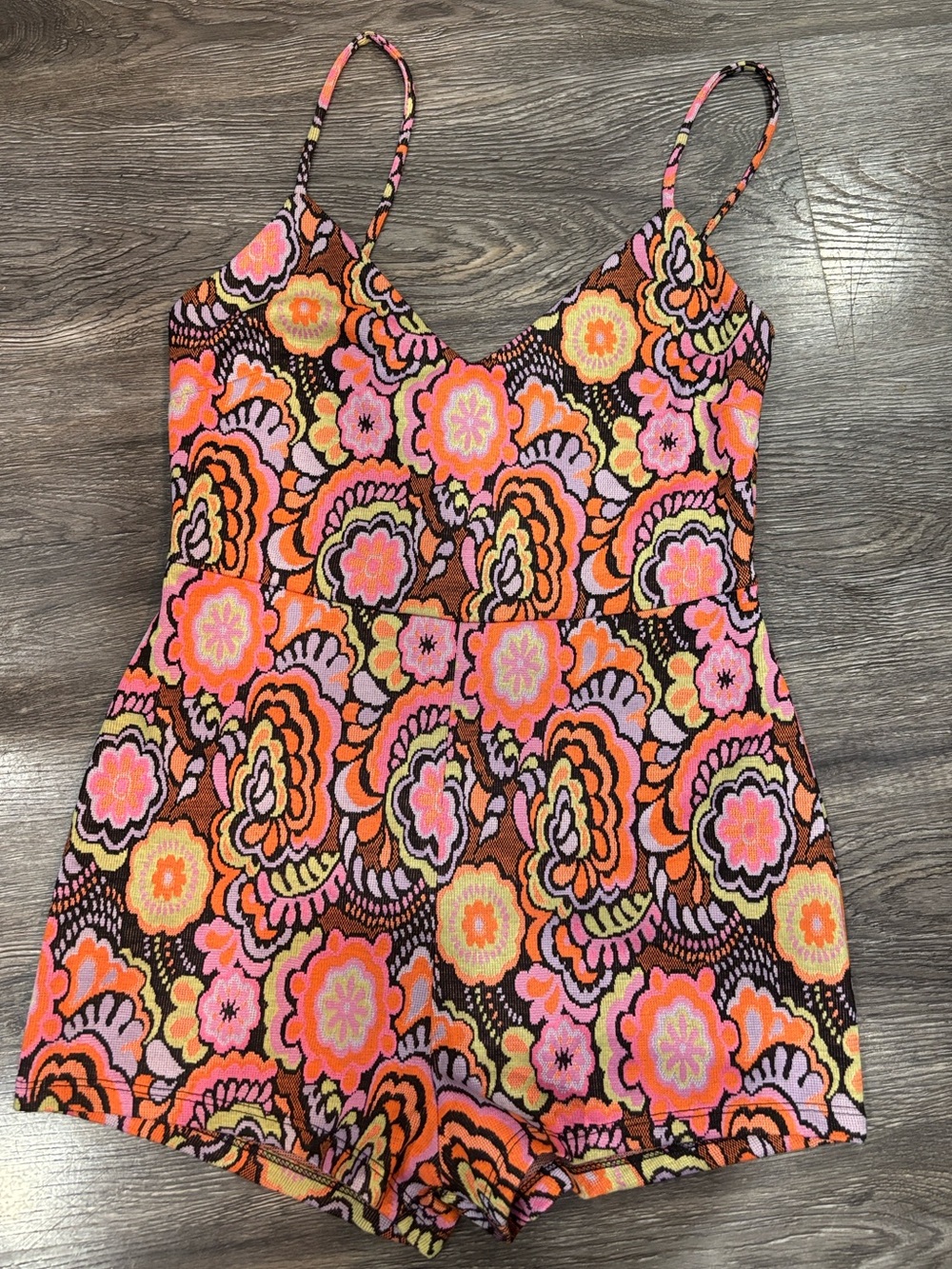 Zara Retro Floral Vibrant Print Romper NWT
